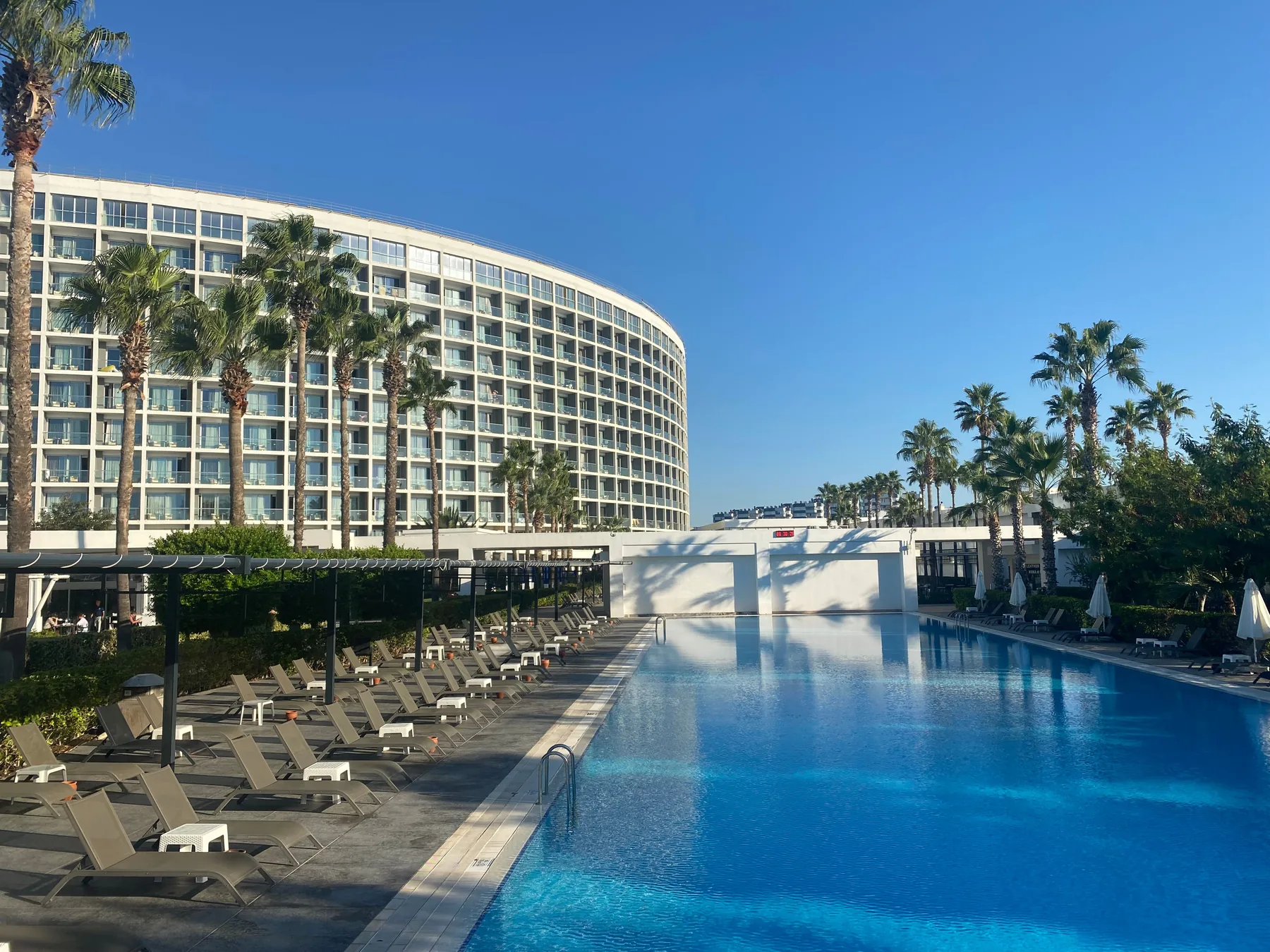 Finished resort pool and guest amenity area