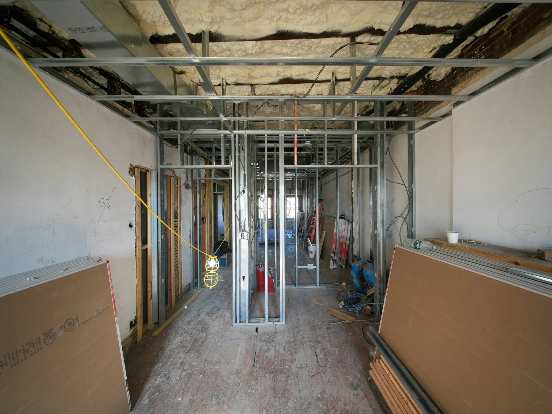 Metal framing in multifamily interior renovation
