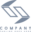 A grayscale company logo