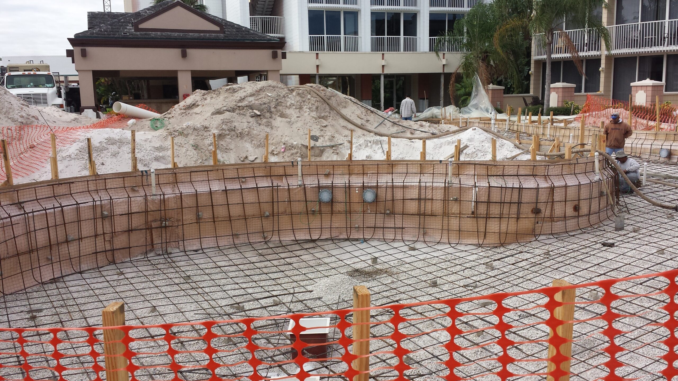 A resort pool being built