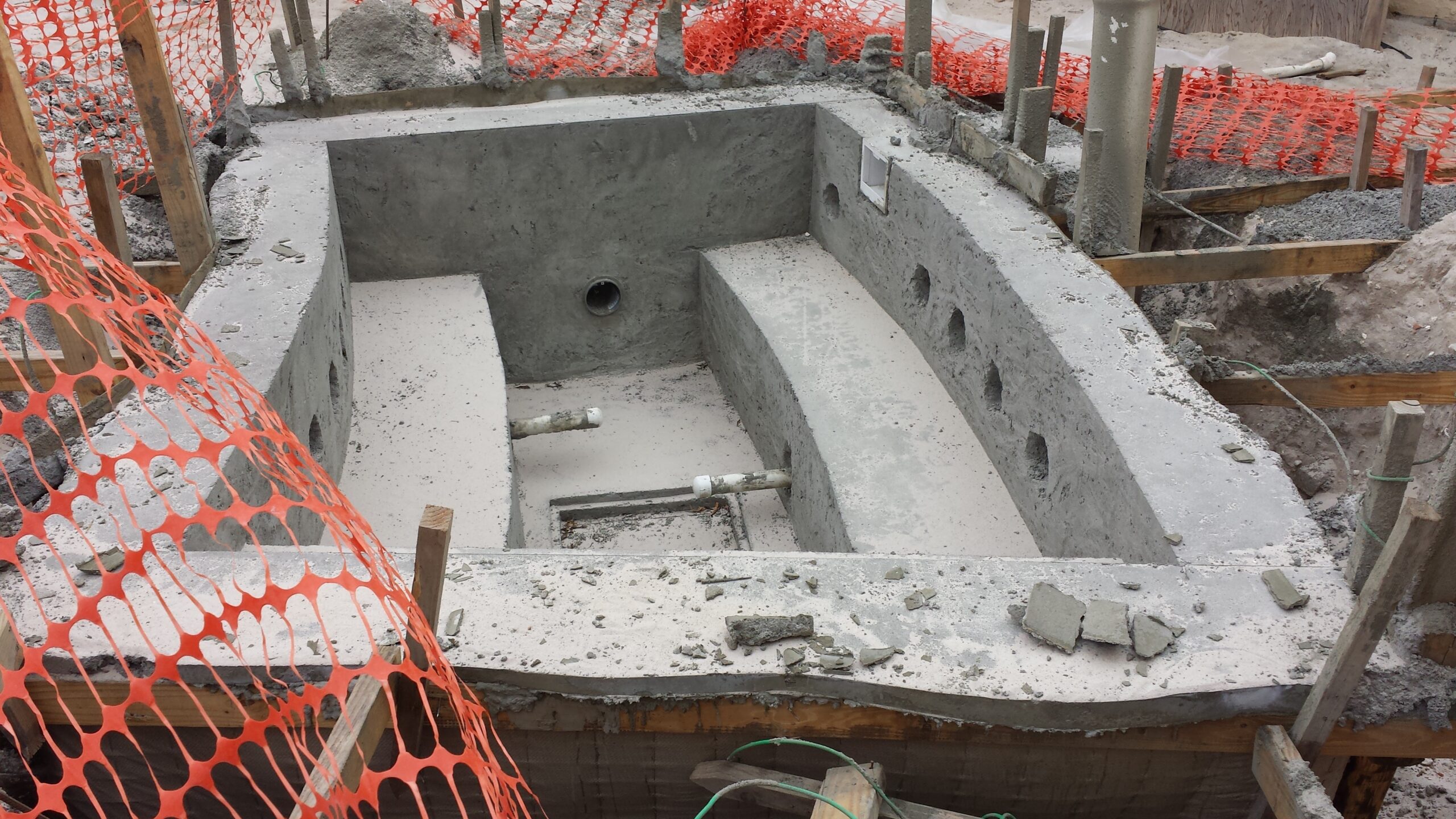 A jacuzzi being built