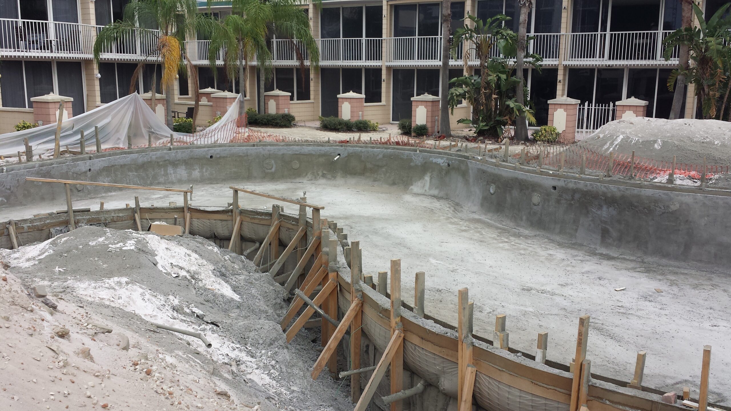 A pool being built