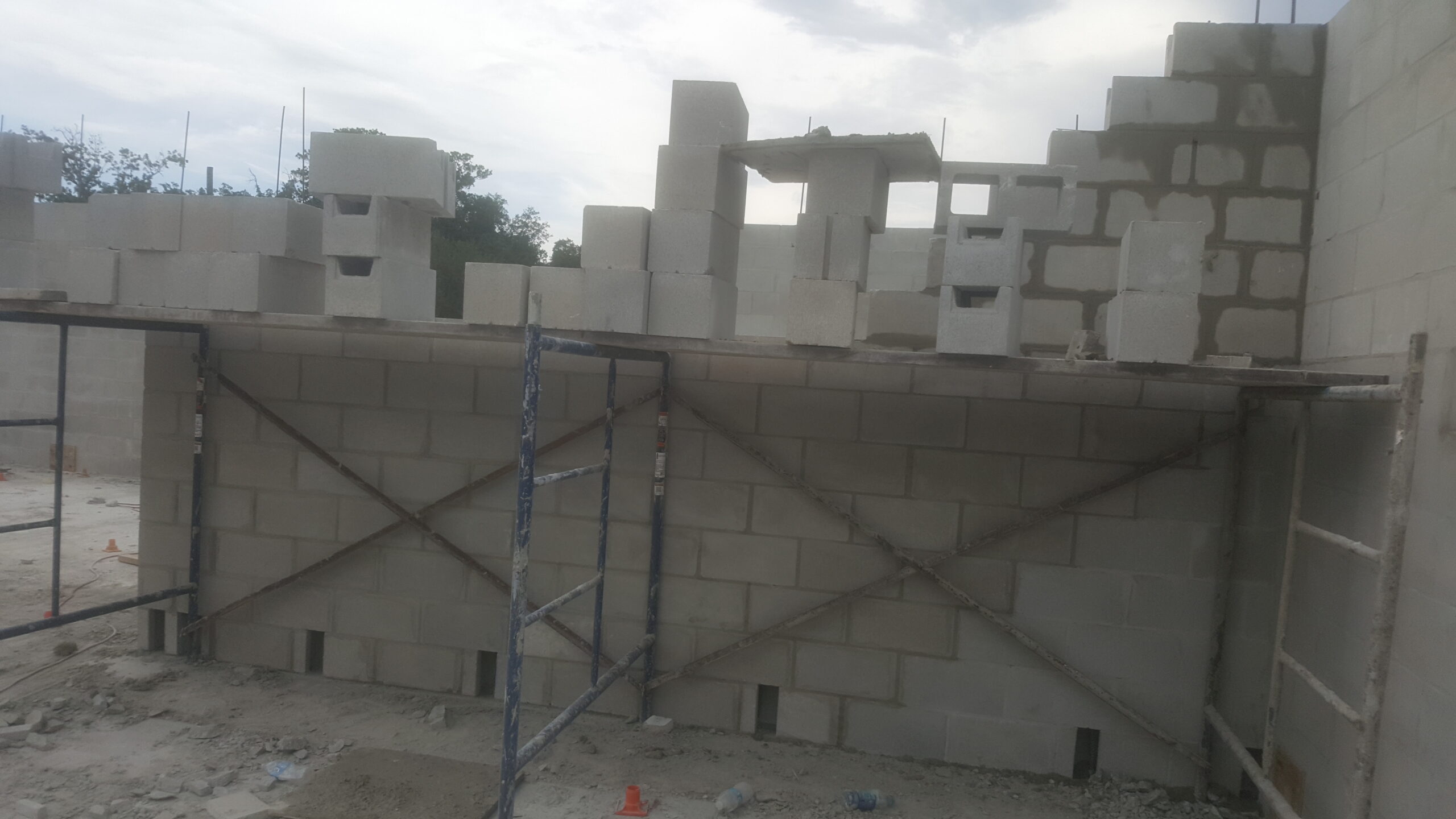 A wall of hollow blocks