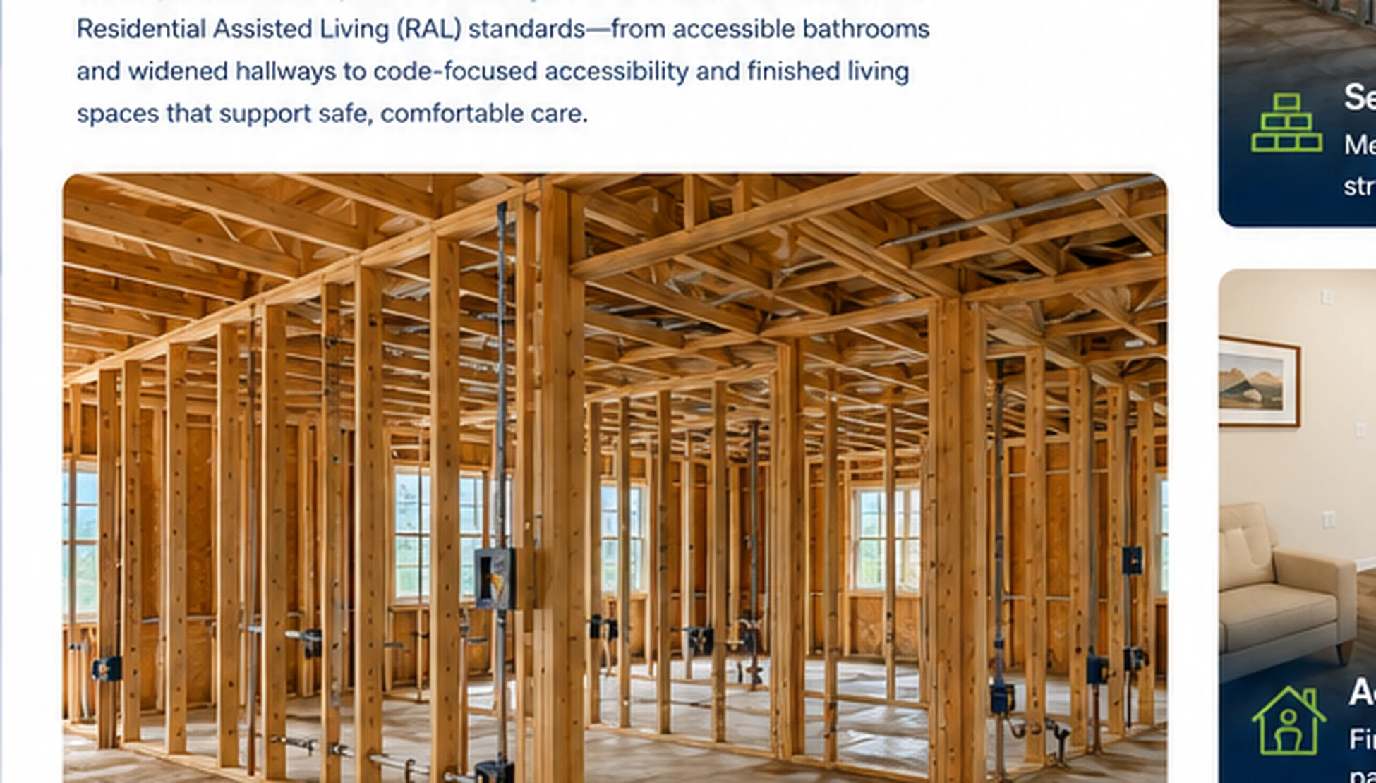 Residential wood stud framing during a Residential Assisted Living home conversion