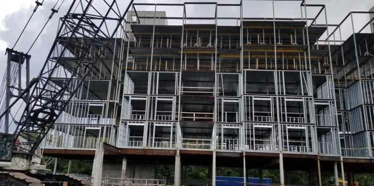 A parking lot being built