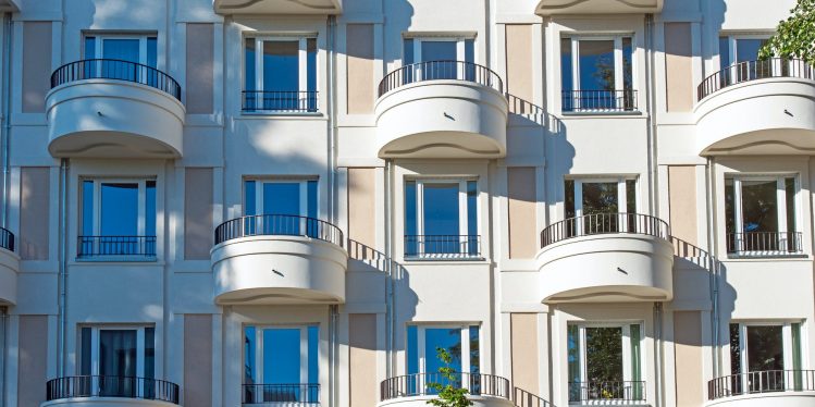 Modern façade and balconies